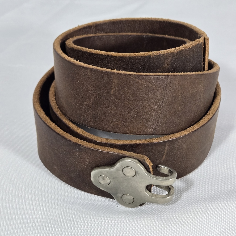 Rare Vintage Polo Ralph Lauren Brown Leather Belt Sz 38 Silver Tone Claw Buckle